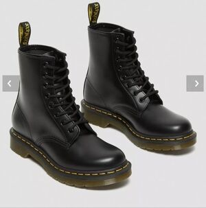 Dr. Martens Black Boots with Yellow Stitching